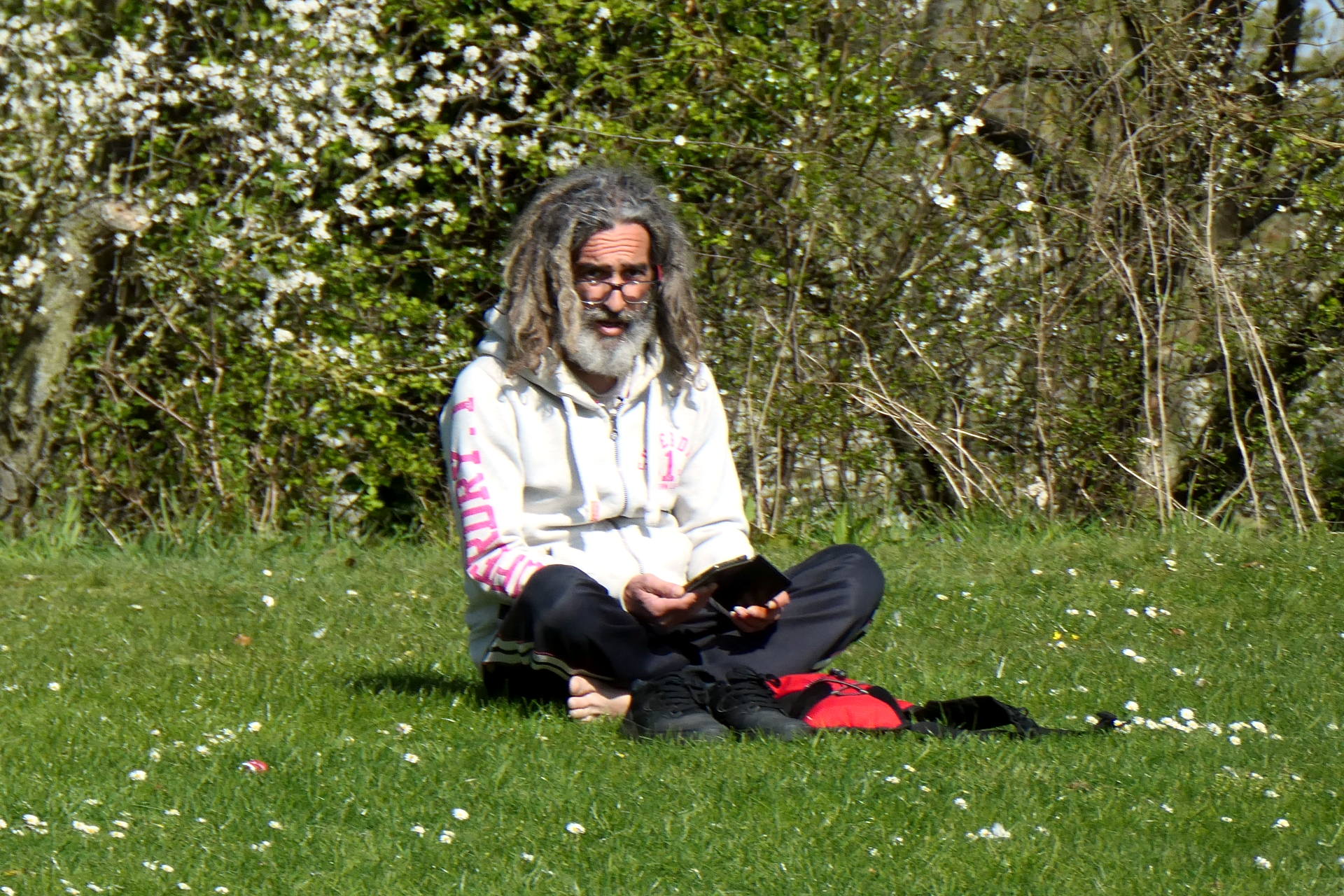 Man meditating Framlingham Castle